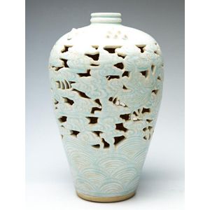 A pierced Chinese celadon Meiping shaped dragon and the sea&hellip;