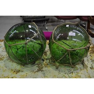 Two glass fishing floats