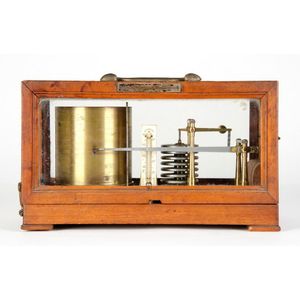 Barograph: late 19th century with silver plated makers plaque…