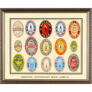 Ballarat Brewing Co: framed display of original beer bottle…