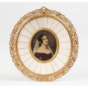 Miniature portraits: watercolour portrait of a girl c1920s; and…