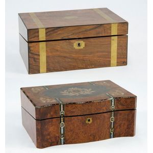 Antique writing boxes: beautifully inlaid writing slope…
