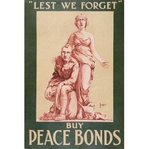 World War I period Australian poster 'Lest We Forget. Buy Peace…