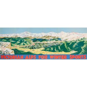 C1930s travel poster 'Victorian Alps For Winter Sports'. Art…