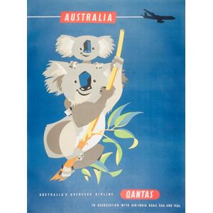 C1960s travel poster 'Qantas Australia's Overseas Airline...'.…