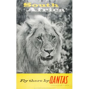 C1960s travel poster 'South Africa. Fly There By Qantas',…