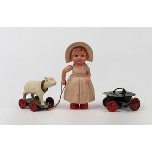 'Little Bo Peep, Lamb' celluloid and tinplate windup toy,…