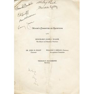 Aviators: 1931 menu 'Luncheon in Honor of Wiley Post and Harold…