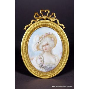 A signed antique miniature on ivory, early 20th century, the…