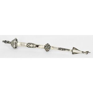 A silver torah yad, with Rabbi finial, the pointer inset with a…