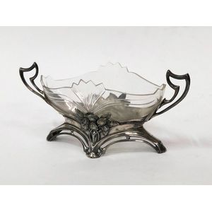 WMF Art Nouveau silver plate table bowl, two handled lozenge…