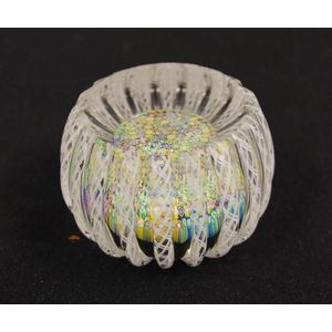 Vintage millefiori glass paperweight dated 1991