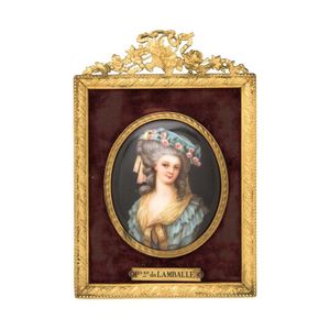 Framed miniature portrait titled 'Psse. de LAMBALLE'painted on…