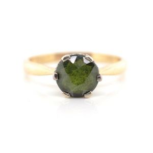 18ct Gold Solitaire Green Spinel Ring - Size M - Rings - Jewellery