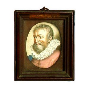 A 17th century Dutch portrait miniature, a bearded man with…