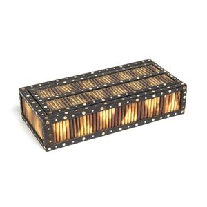 A card case with sliding lid decorated with porcupine spines…