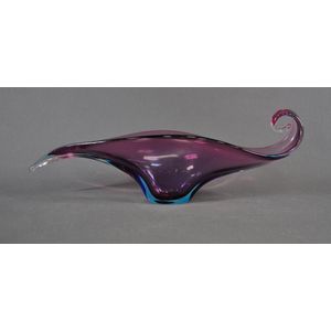 Amethyst Murano Glass Bowl with Scroll Design - 53cm Length - Venetian ...