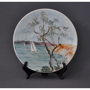 Guy Boyd hand painted display plate. Sailing and coastal scene.…