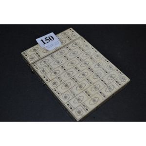 Georgian ivory and silver pique work calling card case