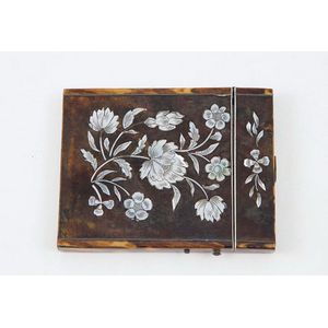 Victorian tortoise shell calling card case oblong with mother…