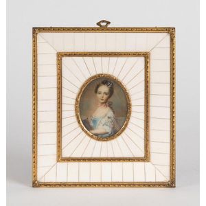 A piano key portrait miniature of a lady, late 19th/early 20th…