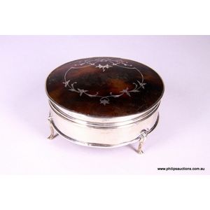 A sterling silver and tortoiseshell trinket box 1925 Birmingham,…
