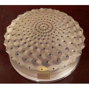 Lalique crystal cactus lidded trinket box, D11 cm approx
