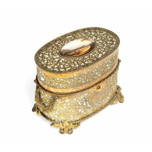 A gilt brass mounted jewel casket, probably French, 19th…