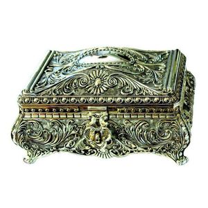 A fancy silver plate jewellery casket, serpentine rectangular…