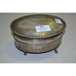Walter Oxley Sheffield silver plate jewellery box decorated in…