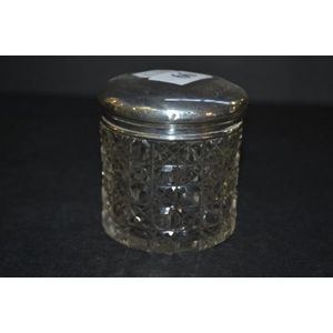Sterling silver and glass trinket pot, Birmingham 1912