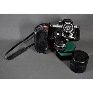 Nikon F2 camera. Nikkor 50 mm F1.4 and 35 mm F2.8 lenses…