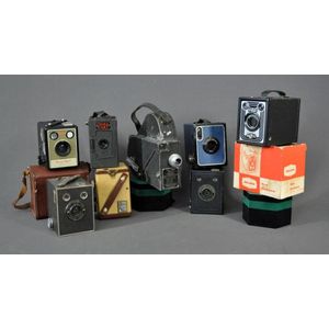 8 various Cameras, including Ensign Cadet; box Brownies; and…