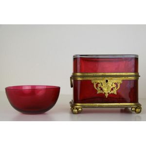 French Empire Ruby casket. It is of rectangular form on an…