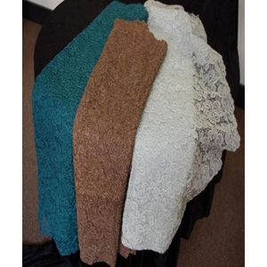 Three pieces of vintage corded lace fabric, for dressmaking,…