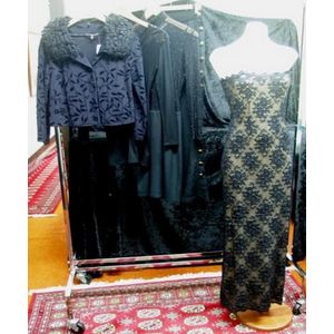 George Gross bugle beaded black evening dress, together with a…