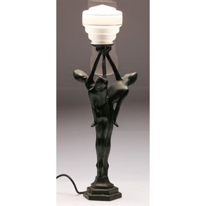 Art Deco style figural table lamp featuring three ladies,…