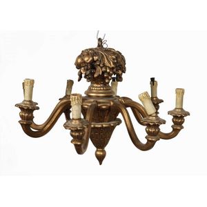 Chandelier, 19th century, Denmark. Timber eight branch with…