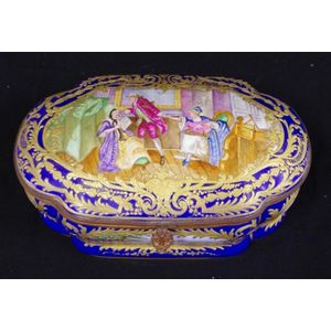 Antique Sevres style porcelain casket with gilt decoration and…