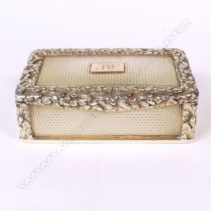 A William IV heavy silver gilt table snuff box, the hinged…