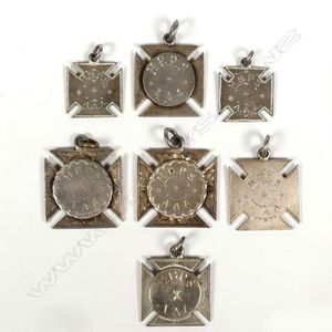 Six New Zealand silver sporting medallions, engraved HBPS AAA,…