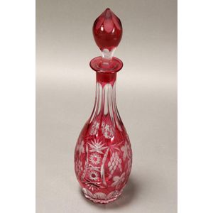 Bohemian ruby cut crystal decanter and stopper, decorated with…