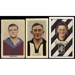 C1908-75 football cards in album, noted Sniders & Abrahams,…
