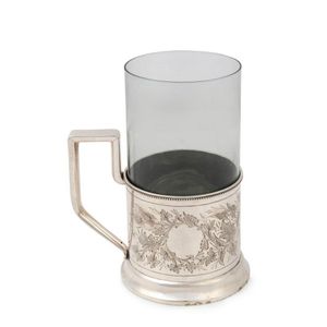A Russian silver tea glass holder with insert, St. Petersburg,…
