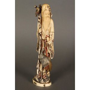 Chinese Qing Dynasty carved ivory figure, depicting Shou Lao&hellip;