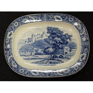 Vintage blue and white meat platter, bridge and castle&hellip;