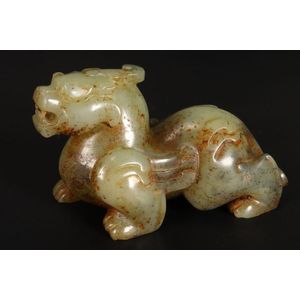 Green Jade Kylin Carving from Alan Collins Collection - Jade - Oriental