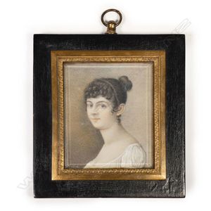 A Regency hand painted portrait miniature, the elegant young…