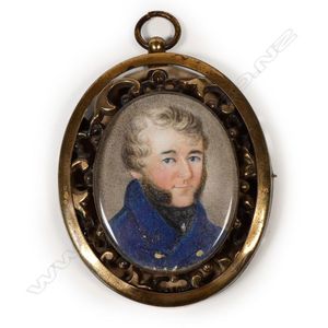 A Georgian hand painted portrait miniature, on ivory of a naval…
