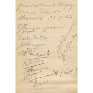 1935 Queensland v Maoris, autograph pages (2) with on one side…